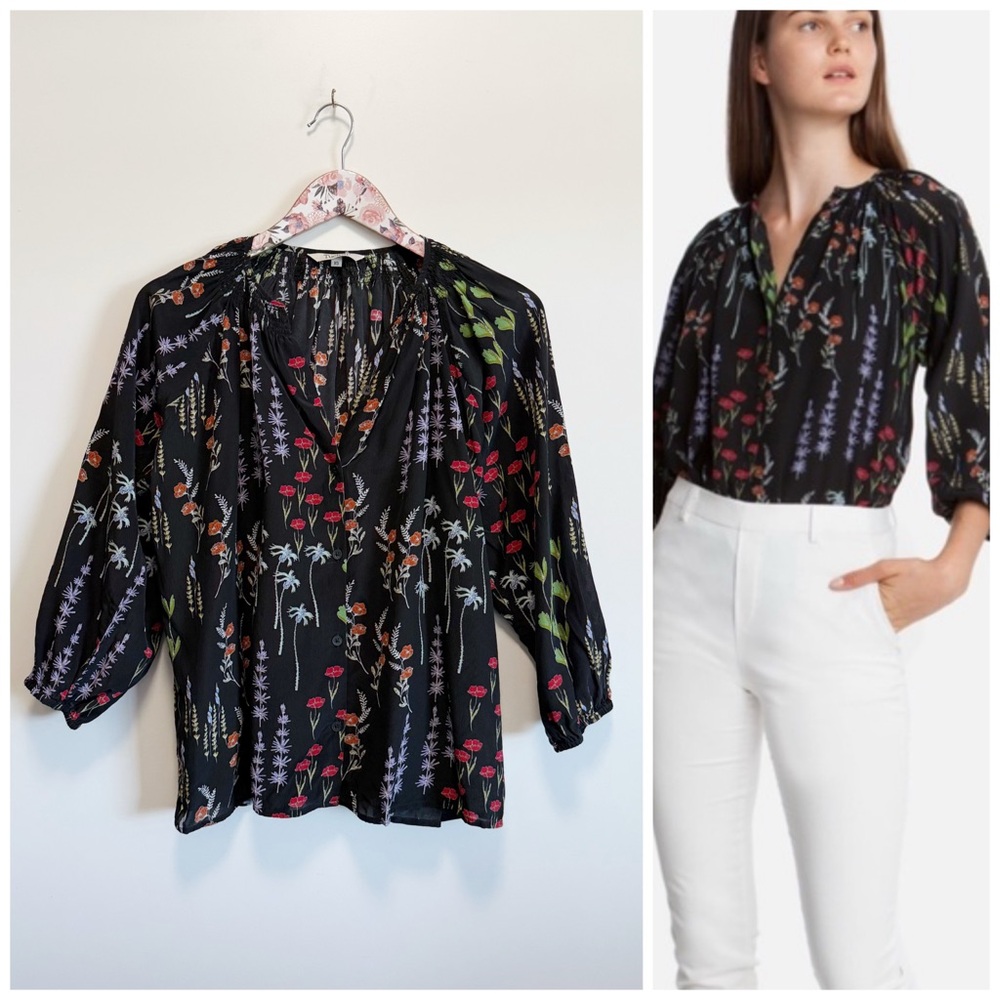 TUCKER Silk The Classic Blouse After The Rain In Crepe de Chine XS Black